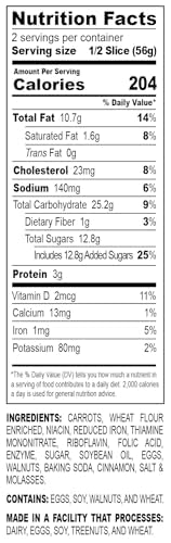 Nadel - NATURALLY DELICIOUS CARROT CAKE Slices, 16 Pack, Sweet Breads & Cakes Back to School lunch snack, breakfast bar