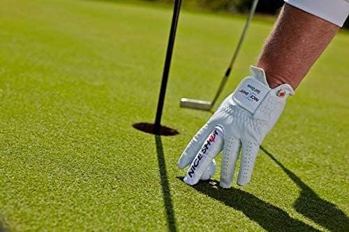 Nice Shot The Bird Men's Golf Glove in Premium White Cabretta Leather