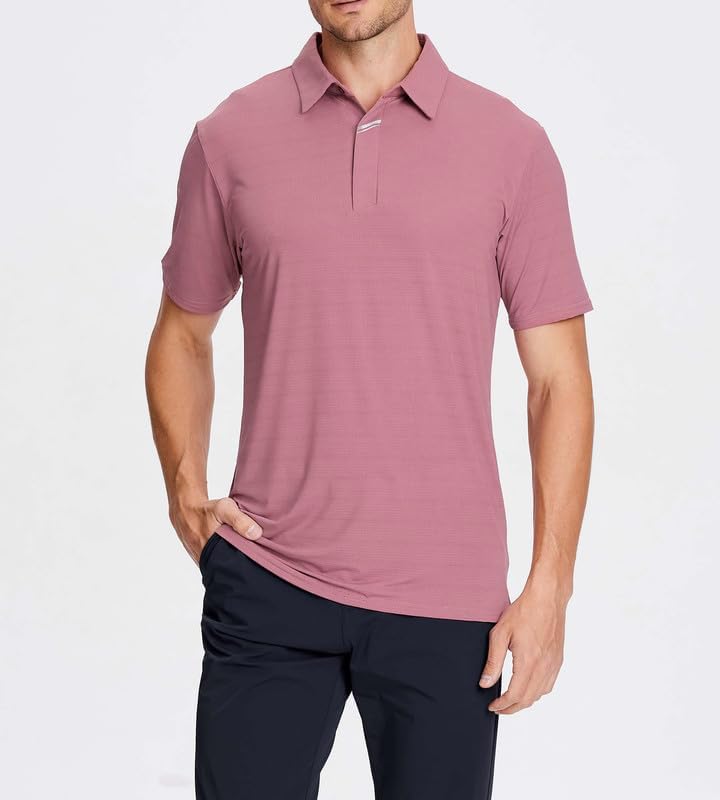 Damipow Premium Golf Shirts for Men Dry Fit Performance Polo Short Sleeve Collared Shirt