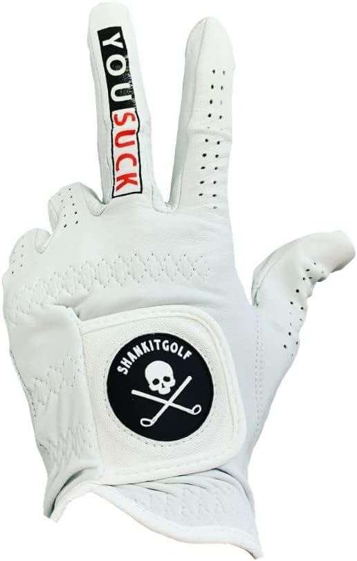 SHANKITGOLF - You Suck Golf Glove - Breathable, Lasting Grip - Made with Soft Cabretta Leather for Men & Women - Funny, for Golfers