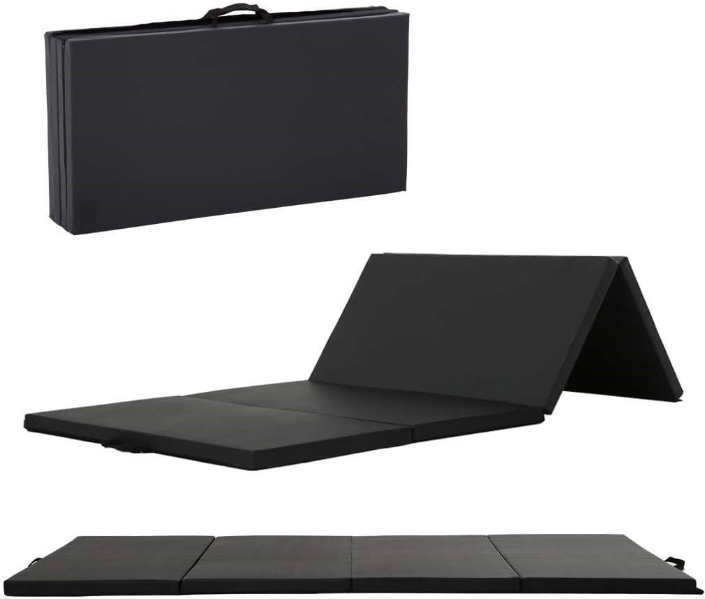 Gymnastics Tumbling Mats Portable Gymnastics Mat Foldable Tumbling Mat 2'x6'/4'x8' PU Leather Exercise Mat Yoga Mat with Carrying Handles for home Workout outdoor Yoga Gymnastics