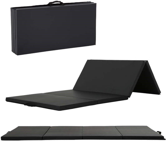 Gymnastics Tumbling Mats Portable Gymnastics Mat Foldable Tumbling Mat 2'x6'/4'x8' PU Leather Exercise Mat Yoga Mat with Carrying Handles for home Workout outdoor Yoga Gymnastics