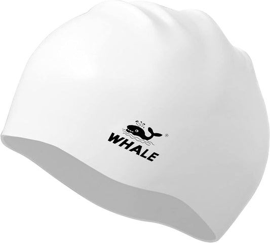 WHALE Extra Large Swim Cap for Women Men, Durable Silicone Swimming Hat with Ear Protection, Unisex Adults Bath Swimming Caps for Long Thick Curly Hair & Dreadlocks Braids Weaves Afro Hair