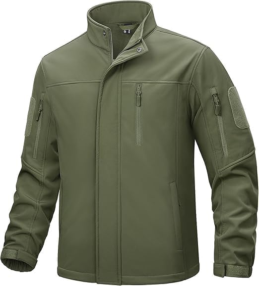 TACVASEN Men's Tactical Softshell Jacket Fleece Lined Water Resistant Windbreaker Military Lightweight Coat for Hiking