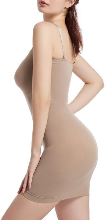 SHAPERX Strapless Shapewear Dress for Women Tummy Control Seamless Full Body Shaper Slip with Removable Straps
