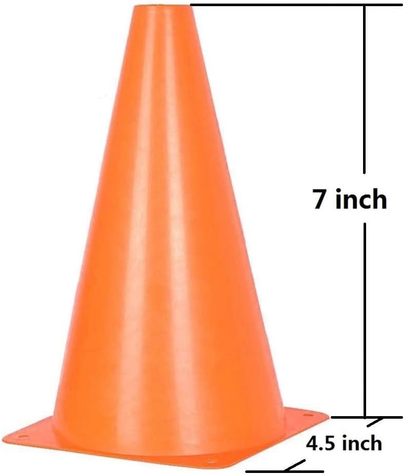Soccer Cones (7 Inch 25 Pack), Agility Training Sports Cone Plastic with Carry Bag for Kids Football Basketball Drills Field Markers,