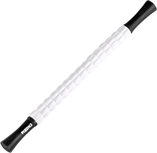 Muscle Roller Stick, Massage Stick for Full Body Relaxation, Relieves Muscle Soreness, Tension, Stiffness, for Shoulders, Neck, Back, Legs, Arms, Deep Tissue Massager(Black White - 24 inch)