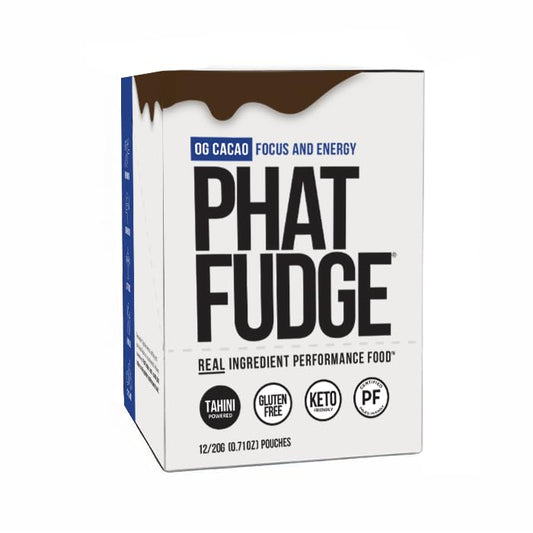 Phat Fudge, OG Cacao Butter Substitute for Energy & Performance, 12 Sachets - Real Ingredient Performance Food Made with Organic Tahini, Honey & Cacao Powder for Focus - Keto Friendly & Gluten-Free
