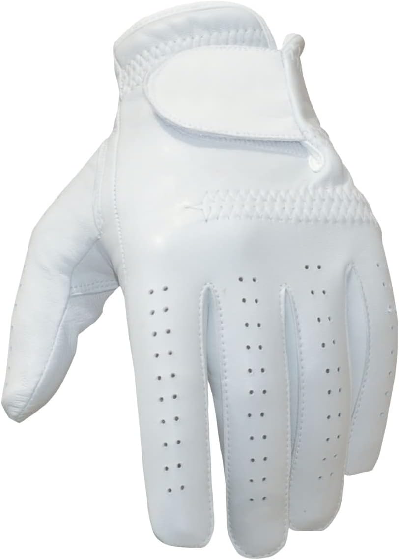 SportsImpex Golf Men's Golf Gloves Genuine Leather White Unlined Pack of 2