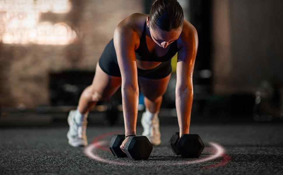 PAPABABE Hex Dumbbell Set 45-550 lb, Rubber Encased Home Gym Dumbbells, Weights Dumbbells for Women & Men, Hand Weight for Strength Training