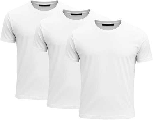 Men's Short Sleeve Crewneck T-Shirt 100% Cotton - Classic Colors - Breathable Mesh Fabric - Ideal for Sports & Everyday Wear