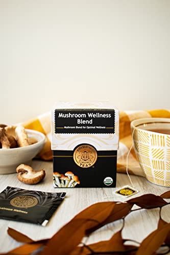 Buddha Teas - Organic Mushroom Wellness Blend - Herbal Tea - For Health & Wellbeing - With Antioxidants & Minerals - Clean Ingredients - Caffeine Free - OU Kosher & Non-GMO - 18 Tea Bags (Pack of 1).
