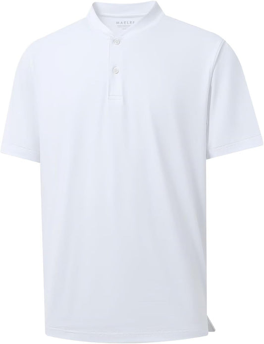M MAELREG Collarless Golf Shirts for Men Dry Fit Moisture Wicking Performance Solid Casual Mens Henley Shirts Short Sleeve