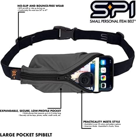 SPIbelt Running Belt for Women Men, Phone Holder for Running, Running Fanny Pack, Holder for Phone, Running Waist Pack, Adjustable Waist, [Fits All Phones]. No Bounce, Steel Blue