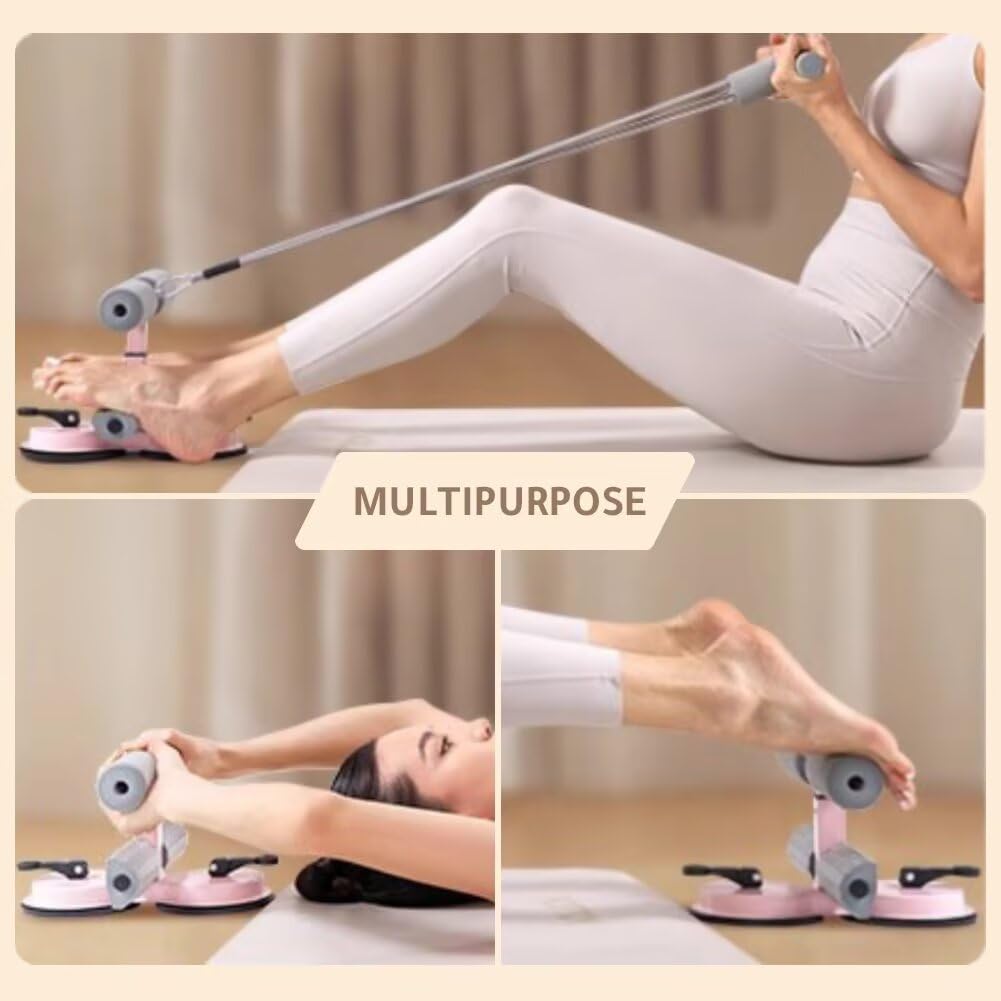 Sit Up Exercise Equipment,Portable Sit Up Exercise With Two Stretch Bands,Ab Training Auxiliary Device,Situp Bench For Abs(Grey)