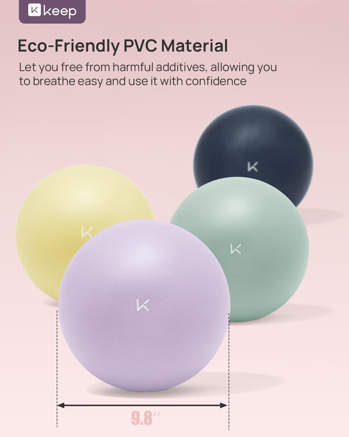 KEEP Pilates Small Exercise Ball Anti-Burst - Thickened Yoga Ball With Pump for Physical Therapy, Fitness, Workout, and Core Strength