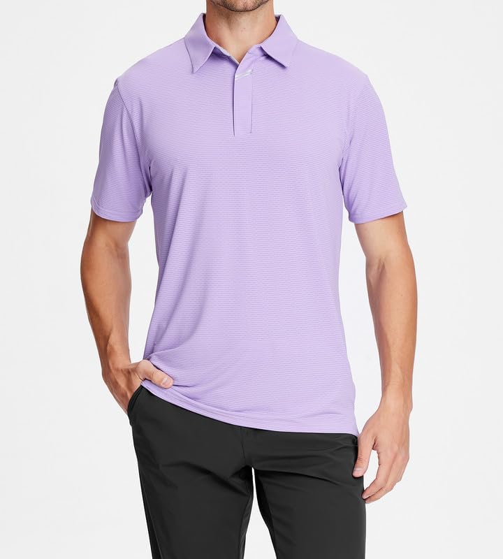 Damipow Premium Golf Shirts for Men Dry Fit Performance Polo Short Sleeve Collared Shirt
