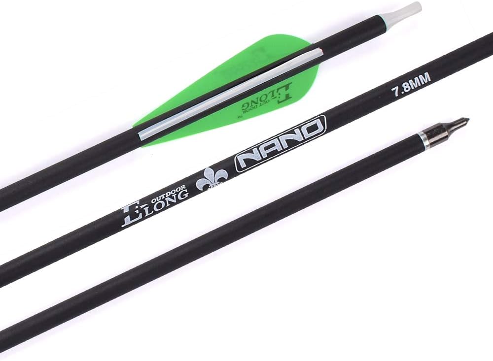 YLS Archery 26/28/30Inch Carbon Arrow Practice Hunting Arrows with100 Grain Removable Tips for Compound & Recurve Bow(Pack of 12)