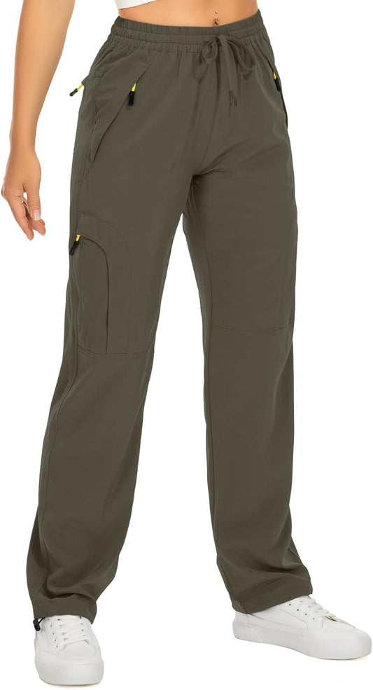 Womens Hiking Pants Quick Dry UPF 50 Lightweight Travel Golf Cargo Safari Pants Zipper Pockets