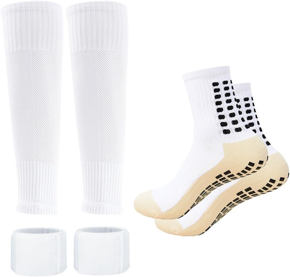 Men's Soccer Non Skid Ball Socks Anti Slip Grip Non Slip Socks, Shin Guard Sleeves, With Or Without Guard Straps for Football