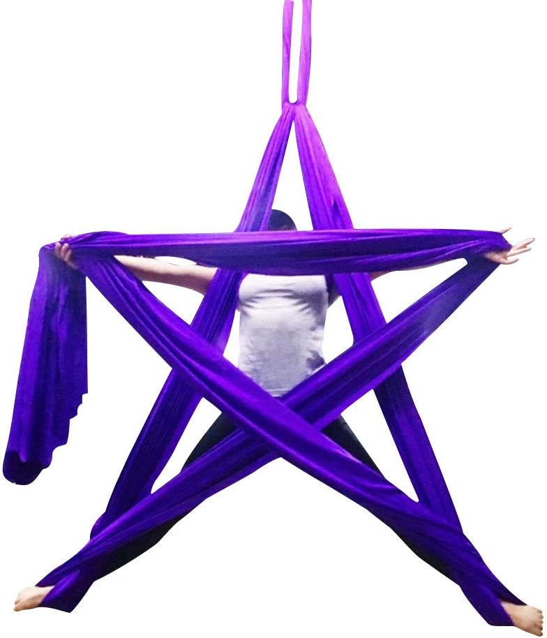 DASKING Aerial Silks Starter Kit - Durable 11Yards of Aerial Yoga Hammock with Hardware, Aerial Swing for Acrobatic Flying Yoga & All Levels (Aerial Rigging Point Up to 14ft)