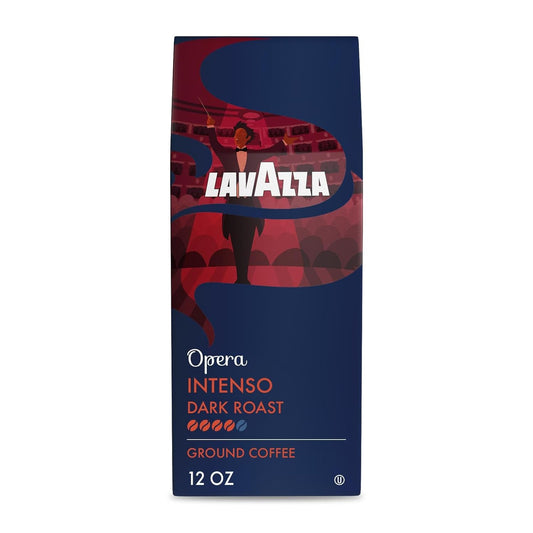 Lavazza Opera Intenso Ground Coffee 12oz Bag, Dark Roast, Bold and Balanced Taste, Intensity 4/5, Arabica and Robusta, Ideal for Drip Brewers, (Pack of 1) - Package May Vary