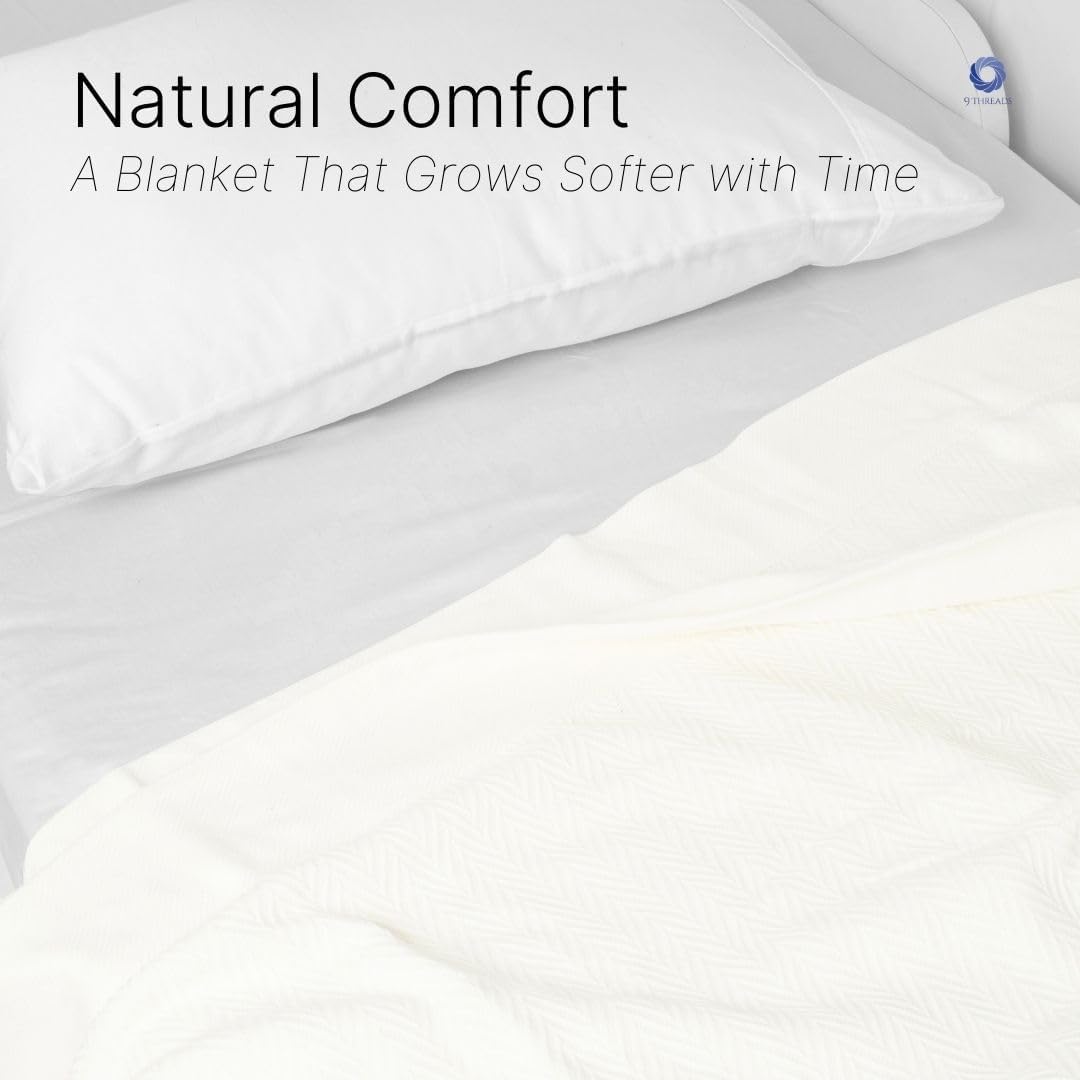 100% Cotton Herringbone Weave Blankets, 108" X 90" King, Throw Blanket for Bed, All Season Cotton Blanket, Cozy Blanket,Throws & Bed Blanket, Throw Blanket for Couch, Modern Home Decor -Tusk