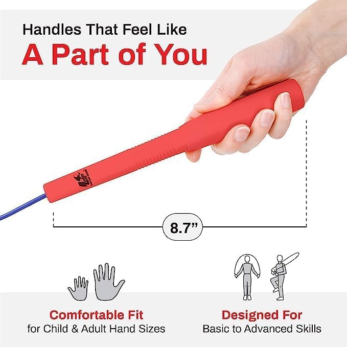 Buddy Lee Magic Speed Pro Fitness Jump Rope - | Ergonomically Designed Long Handles| Flower Cup Adjustment System| Endorsed by Jump Rope Champions | A Perfect Choice For Kids & Adults