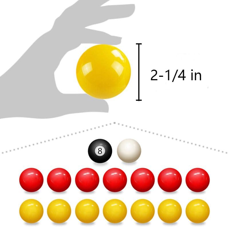 East Eagle Billiard Balls Red and Yellow Standard Pool Ball Set - 2-1/4 Inch