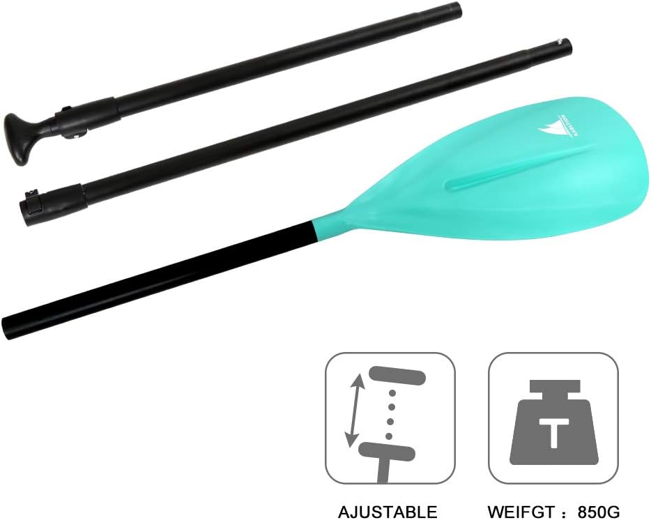 SUP Paddle - 3-Piece Adjustable Aluminium SUP Paddle with Glass Fiber Blade for Surfing, Floating, Water Sports