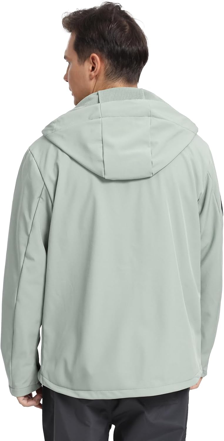 GEMYSE Men's Lightweight Rain Jacket Waterproof Raincoat Hooded Softshell Windbreaker for Outdoor Hiking Travel