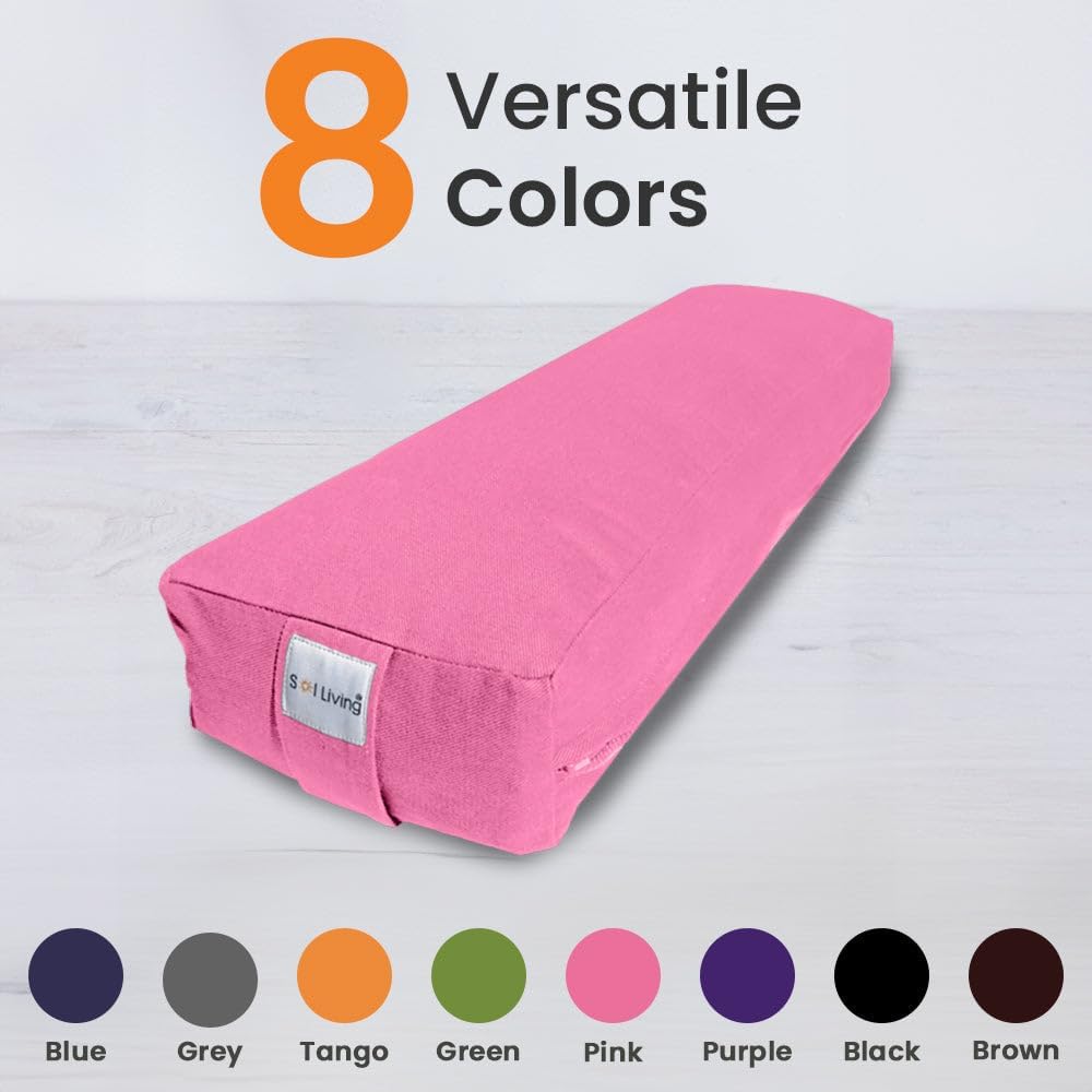 Sol Living Yoga Bolster Pillow Rectangular Meditation Cushion Cotton Meditation Accessories for Restorative Yoga Meditation Pillow Yoga Pillow Firm Body Pillow Bolster Pillow for Legs Removable Cover