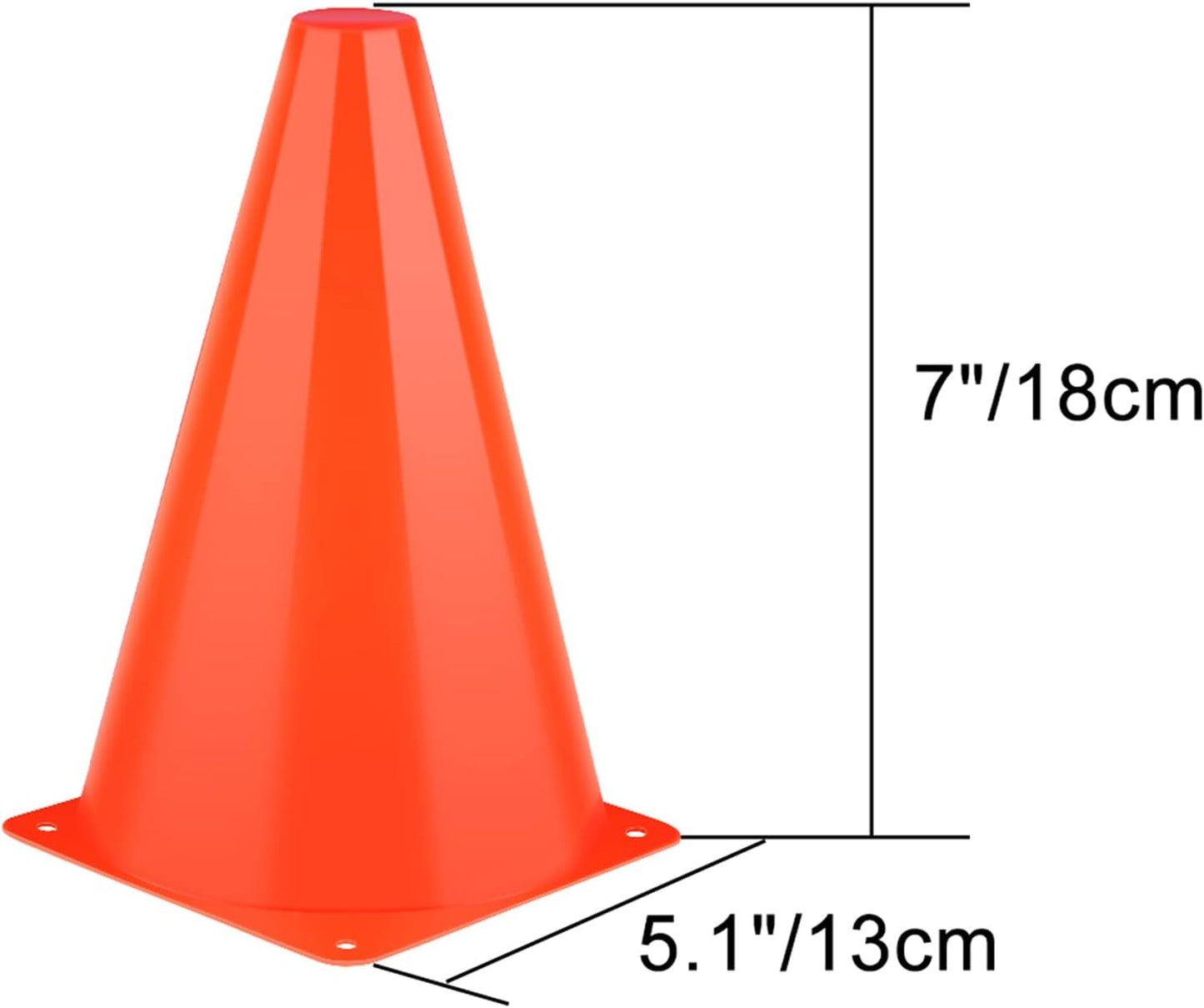 7 Inch Cones Sports, 24 Pack Orange Soccer Cones Agility Field Marker Plastic Traffic Training Cones for Basketball Football Skating Drills Practice - Indoor and Outdoor Festive Events Obstacle Course