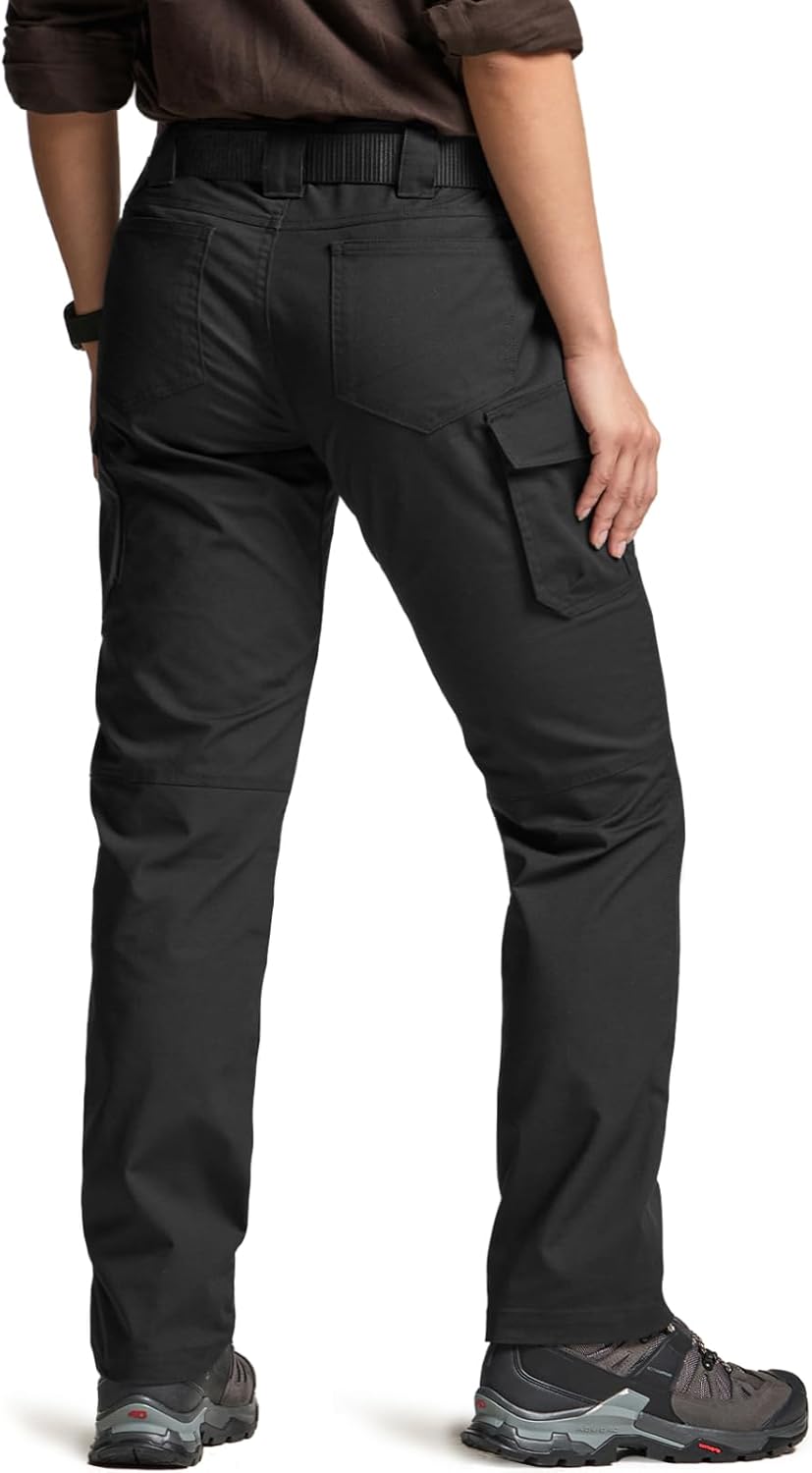 CQR Women's Flex Stretch Tactical Pants, Water Resistant Ripstop Cargo Work Pants with Pockets for Outdoor & Hiking