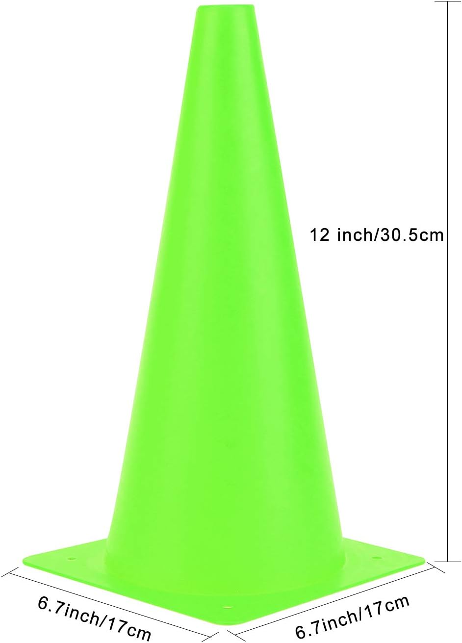 12 Inch Traffic Training Cones, Plastic Safety Parking Cones, Agility Field Marker Cones for Soccer Basketball Football Drills Training, Outdoor Sport Activity & Festive Events - 6 Colors