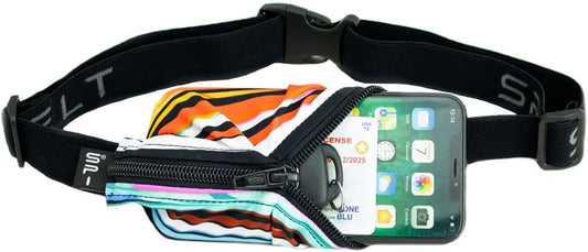 SPIbelt Running Belt for Women Men, Phone Holder for Running, Running Fanny Pack, Holder for Phone, Running Waist Pack, Adjustable Waist, [Fits All Phones]. Kickflip/Black Zipper
