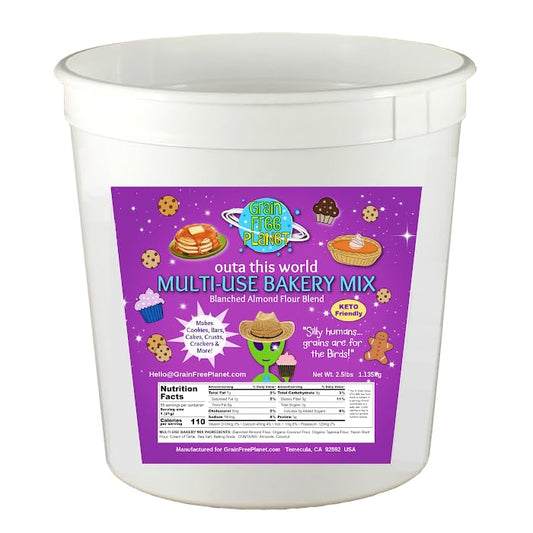 Grain Free Planet's Multi-Use Bakery Mix | Clean Keto Low Carb Baking Mix | Makes Cookies, Pancakes & Waffles, Pie Crusts, Cakes and More | Free From Gluten, Grains, Dairy, Sugar, Soy, and Lectins | 2.5 lb Tub