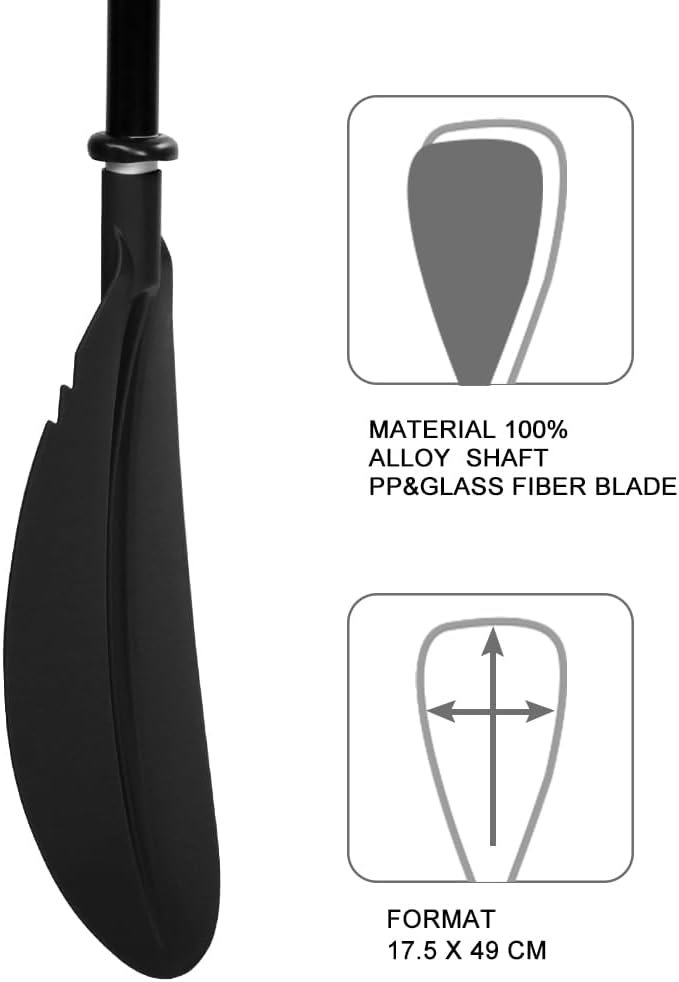Kayak Paddle - Adjustable 2 Pieces Aluminum Alloy Shaft with Glass Fiber Blade for Surfing,Oar Fishing Easy Packable Travel