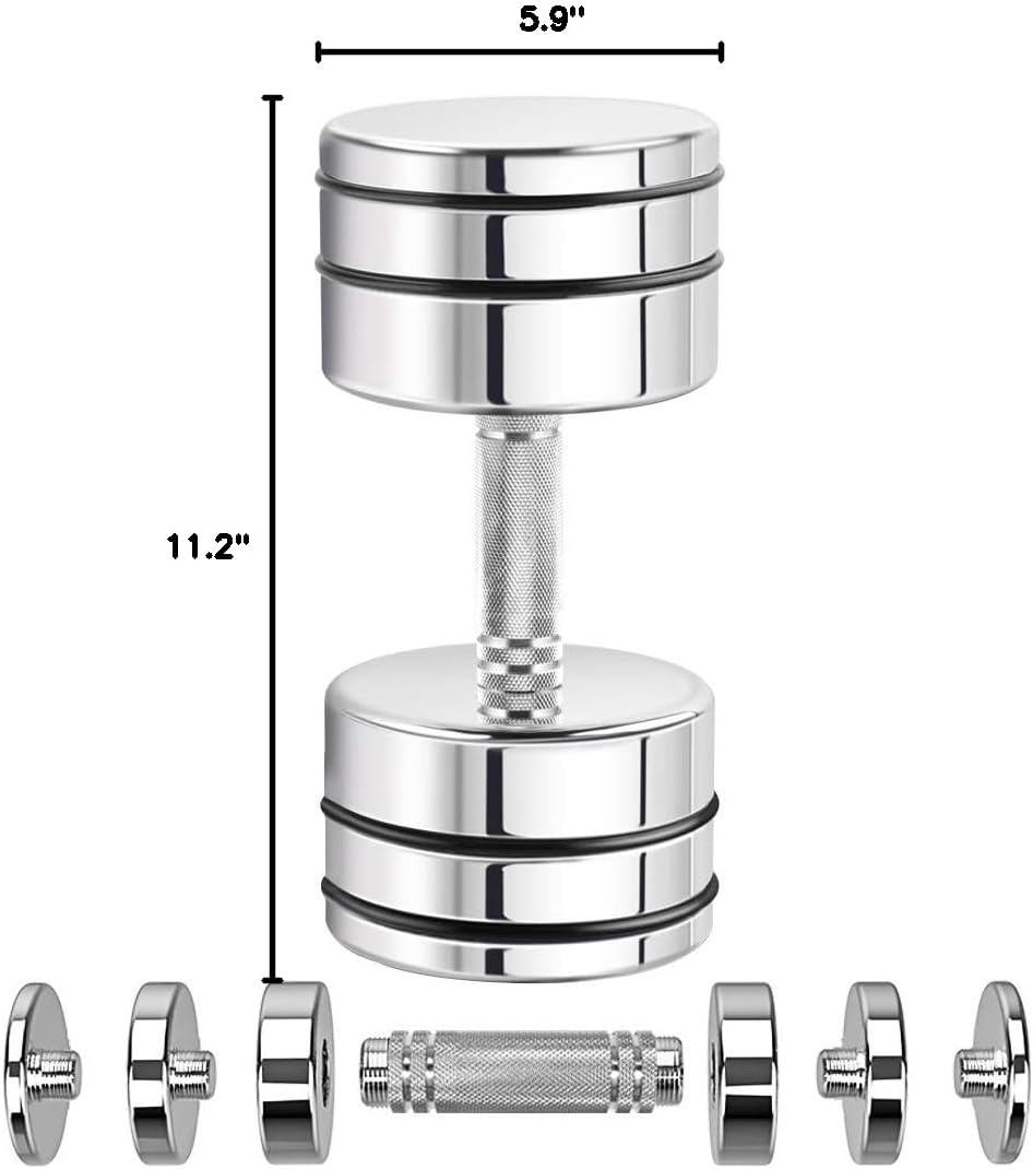 Northdeer Steel Dumbbells Ultracompact & Adjustable Chrome Dumbbell with Foam Handles 5lb 10lb 15lb 20lb 30lb 50lb Home Gym Workout (Choice of Size)