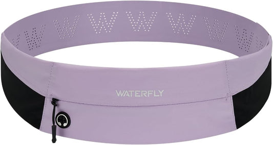 WATERFLY Running Belt Fanny Pack: Slim Waist Bag for Men Women, Workout Fitness Phone Holder for Exercise Marathon Jogging-Purple