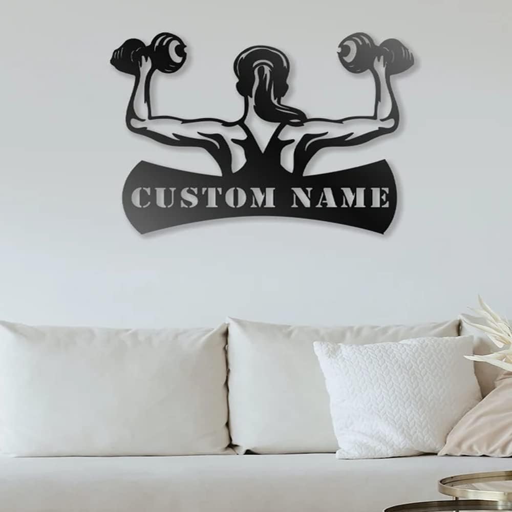 Personalized Custom Name Metal Gym Sign - Workout Room Home Decor - Family Gym Wall Art - Gifts for Mom Sister Women