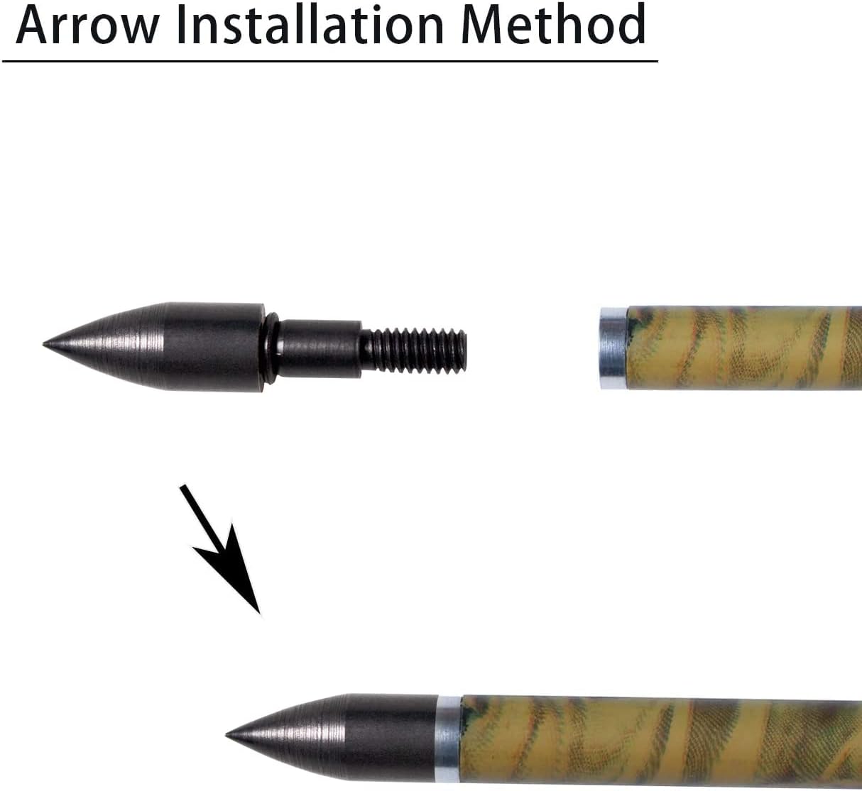 31Inch Carbon Arrow, Practice Hunting Arrows, Camo Turkey Feather Fletching, Arrows for Compound & Recurve Bow with Removable Tips Adjustable Nocks