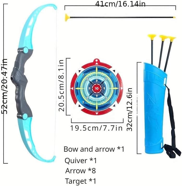 Kids Bow and Arrow Set, Toys Archery with Suction Cup Arrows & Target, Safety Archery Set for Age 3 4 5 6Year Old Boys Girls, Birthday Gifts for Kids (Blue)