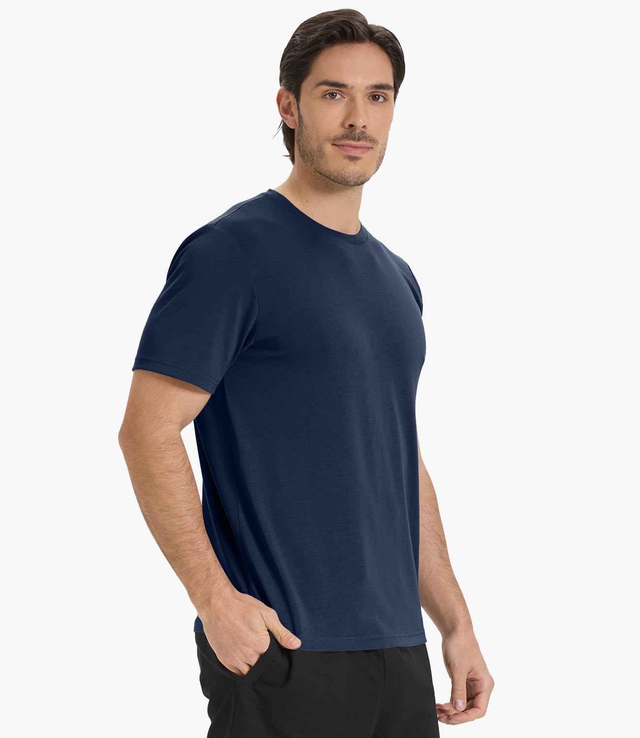 BAMBOO COOL Men's Crewneck T-Shirts Short Sleeve Heavy Weight Tees Athletic Casual Basic T Shirt