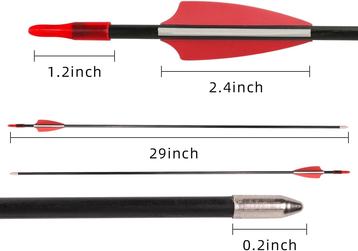 LWANO 28" Fiberglass Arrows - Archery Practice Target Arrows with Blunt Tips Durable Shaft for Youth Kids Children Beginners on Recurve&Long Bows(Pack of 12)