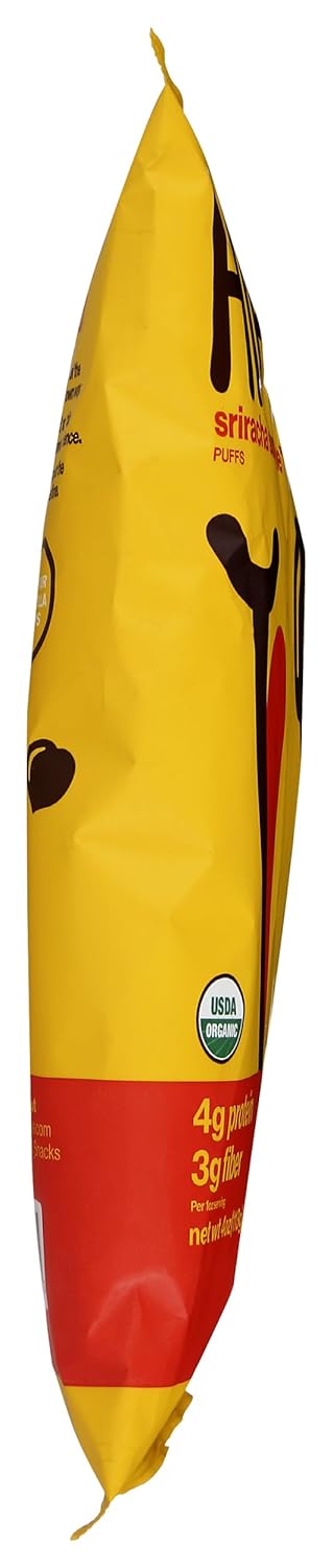 Hippeas Chickpea Puffs, Sriracha Sunshine, 4 Ounce (Pack of 1), 4g Protein, 3g Fiber, Vegan, Gluten-Free, Crunchy, Plant Protein Snacks