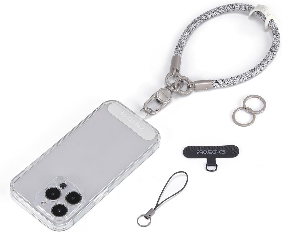 project-cb Phone Wrist Strap 1,Tether Tab 2,Phone Wristlet,Lanyard Wrist Strap,Key Holder,KeyChain,KeyRing×2(FoggyBlack-S)