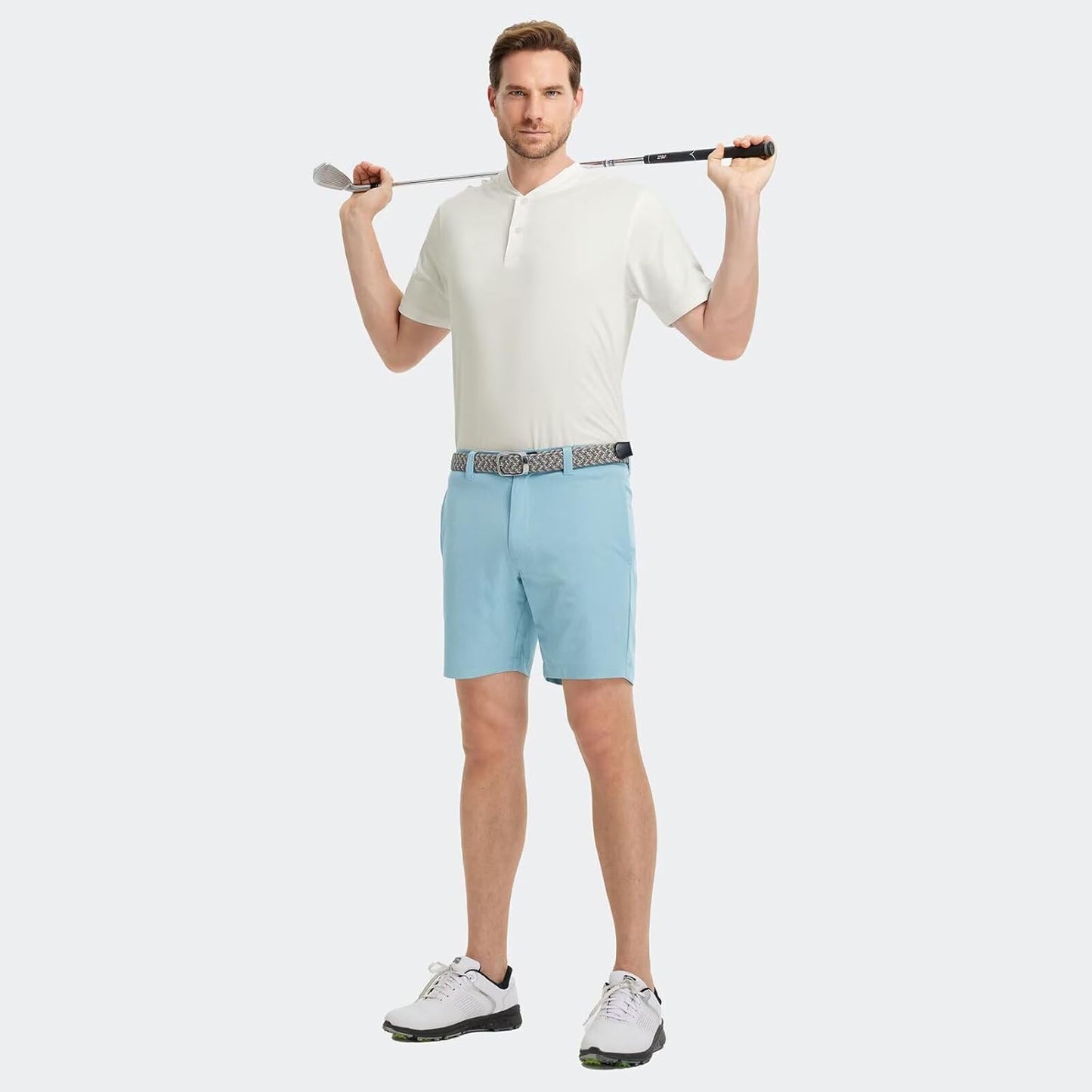 M MAELREG Collarless Golf Shirts for Men Dry Fit Moisture Wicking Performance Solid Casual Mens Henley Shirts Short Sleeve