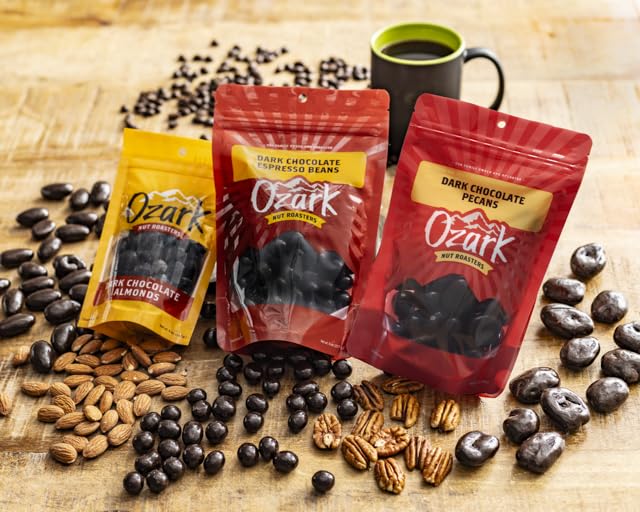 OZARK NUT ROASTERS, Sugar-Free Dark Almonds, Dark Chocolate Flavored Snacks, No Sugar Added, World-Class Gourmet Candied Nuts, Resealable Pack (14.0 oz)