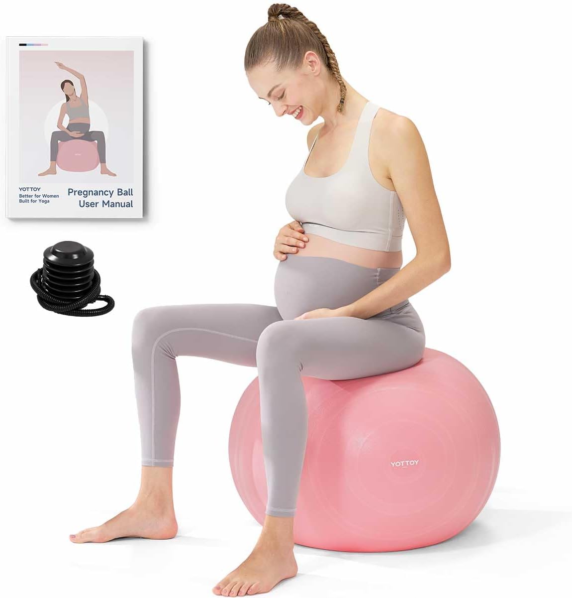 YOTTOY Pregnancy Ball - 1.8mm Thick Birthing Ball for Maternity Physio and Birth Preparation, Yoga and Exercise for Pregnancy - Includes Pump